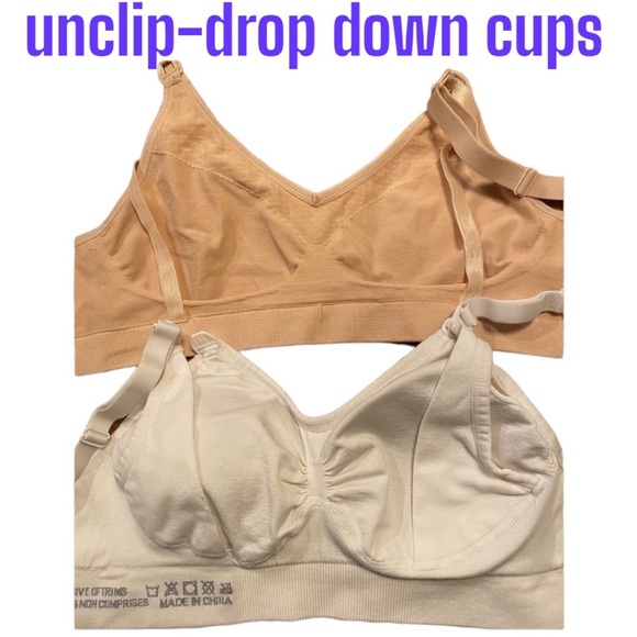👶 2 (Sm) Maternity/Nursing Bras stretchy, Adjustable Band Size SMALL Two GUC 💜 - Picture 2 of 10